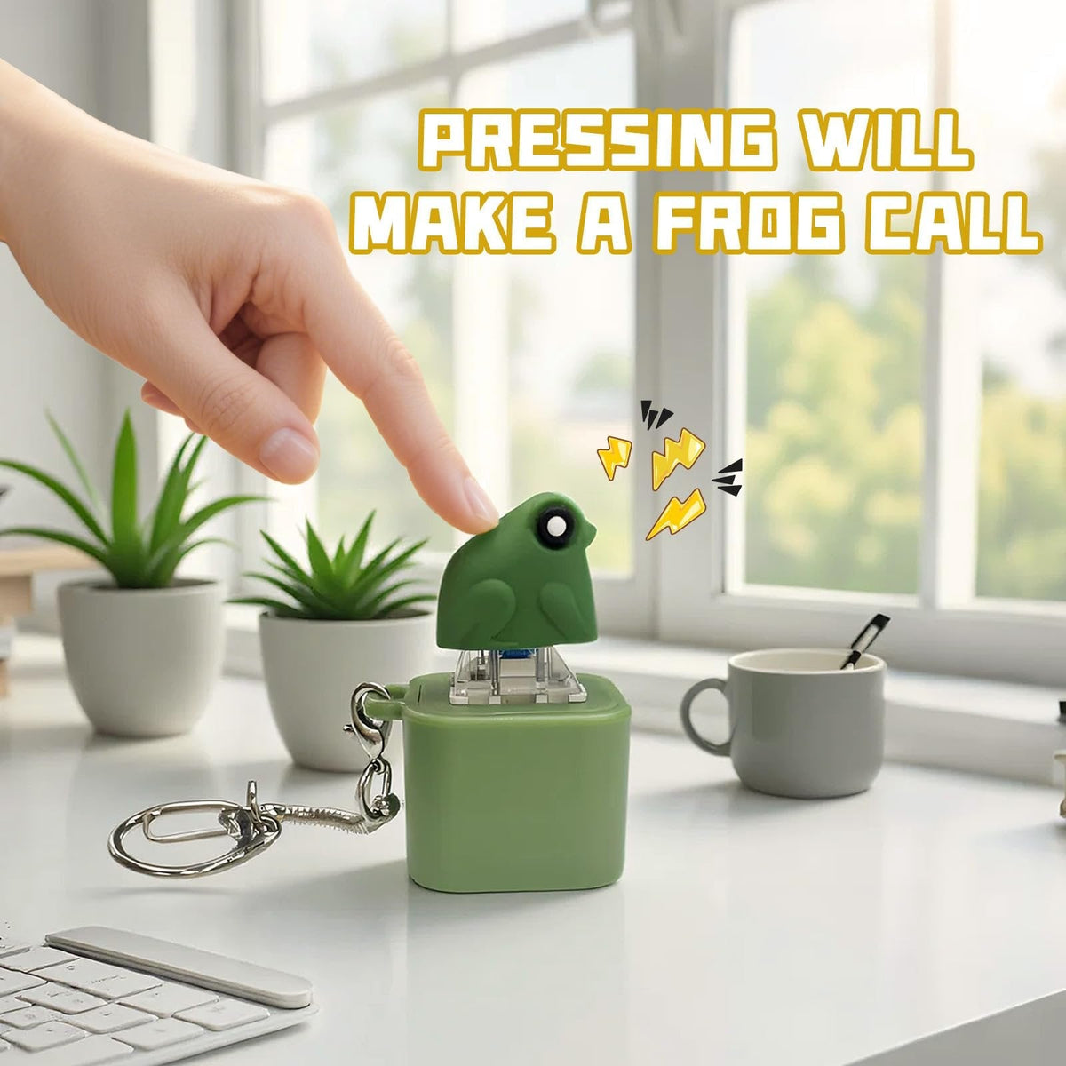 Frog Croaking Fidget Toy - Rechargeable Frog Croaking Keychain, Frog Croaking Stress Reliever with Colorful Lights, Fun & Portable Anxiety Relief Toy
