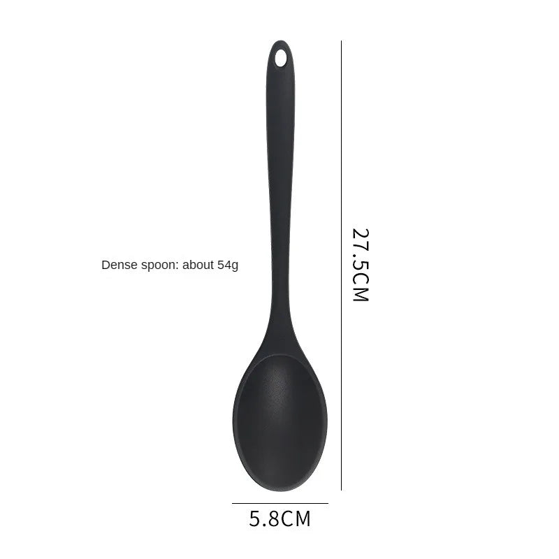 8ps Household black Silicone kitchenware 8-piece set of Chinese spaghetti spoon salad spaghetti spaghetti spaghetti，Rice spoon，