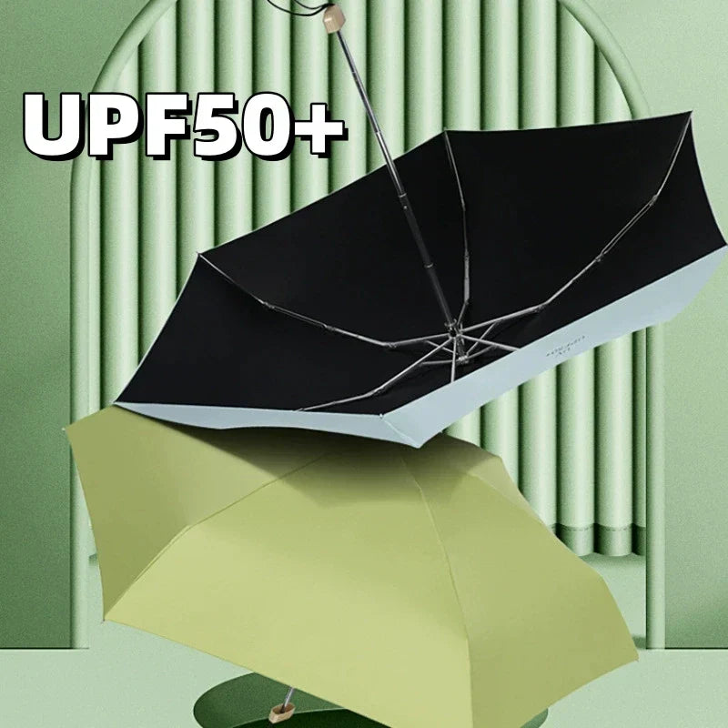 UPF50+ Umbrella Mini Pocket Sun Shade Umbrella Portable Vinyl Folding Rain Travel Umbrella UV Protection Parasol Capsule