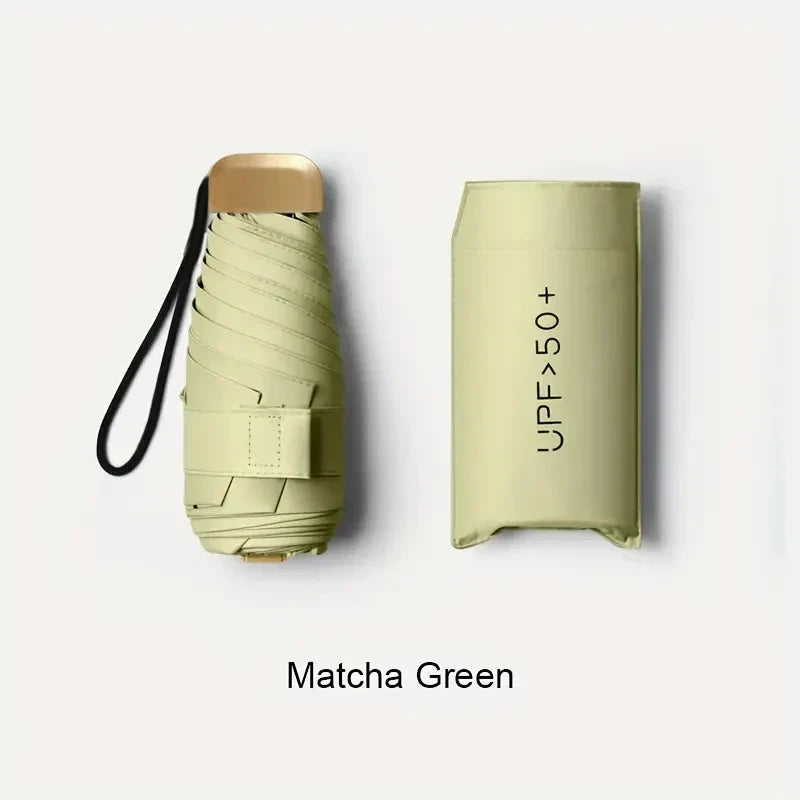 Ultra-Light UV Protection Umbrella - Compact, Foldable Design with Stainless Steel Handle for Sun & Rain, Durable 190T Canopy