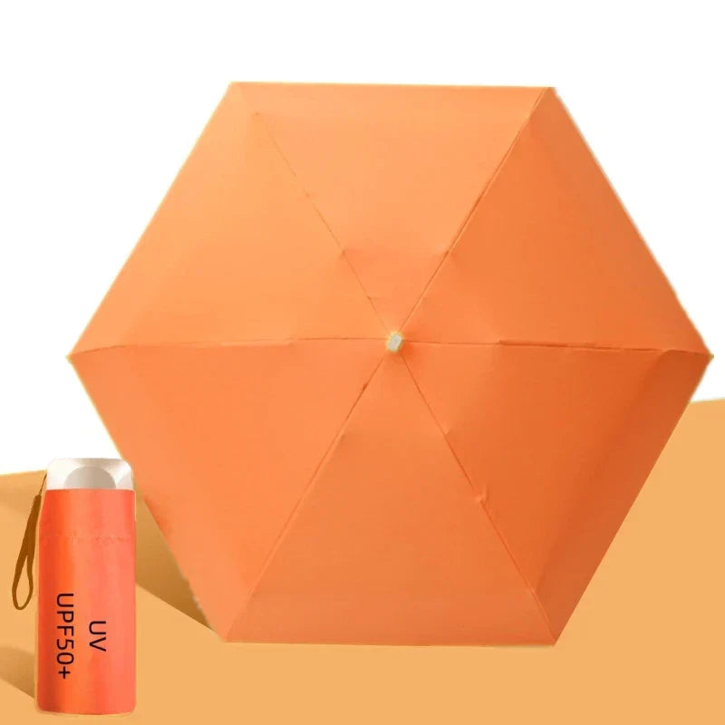 UPF50+ Umbrella Mini Pocket Sun Shade Umbrella Portable Vinyl Folding Rain Travel Umbrella UV Protection Parasol Capsule