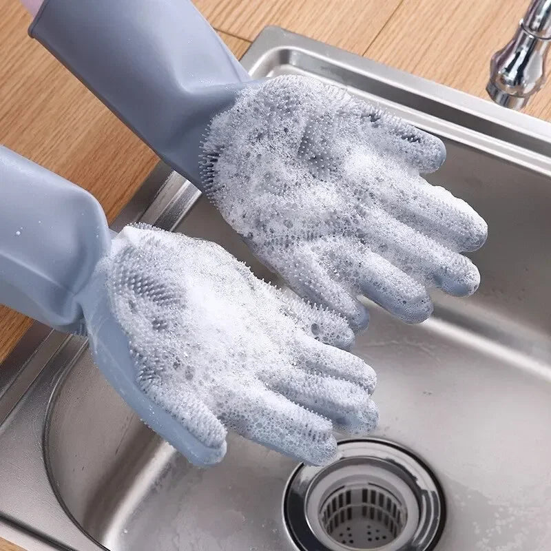 Silicone Dishwashing Gloves – Multi-Use Kitchen Cleaning Scrubber Gloves