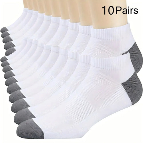 10 Pairs of Men's/women's Boat Socks, Plain Color, Anti Odor, Summer Ankle Socks, Casual and Breathable Low Waisted Socks