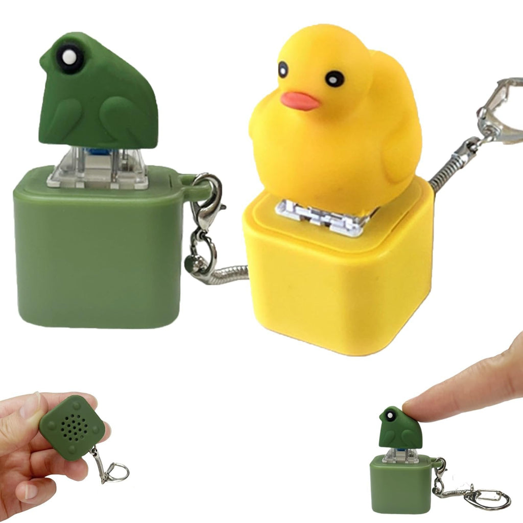 Frog Croaking Fidget Toy - Rechargeable Frog Croaking Keychain, Frog Croaking Stress Reliever with Colorful Lights, Fun & Portable Anxiety Relief Toy
