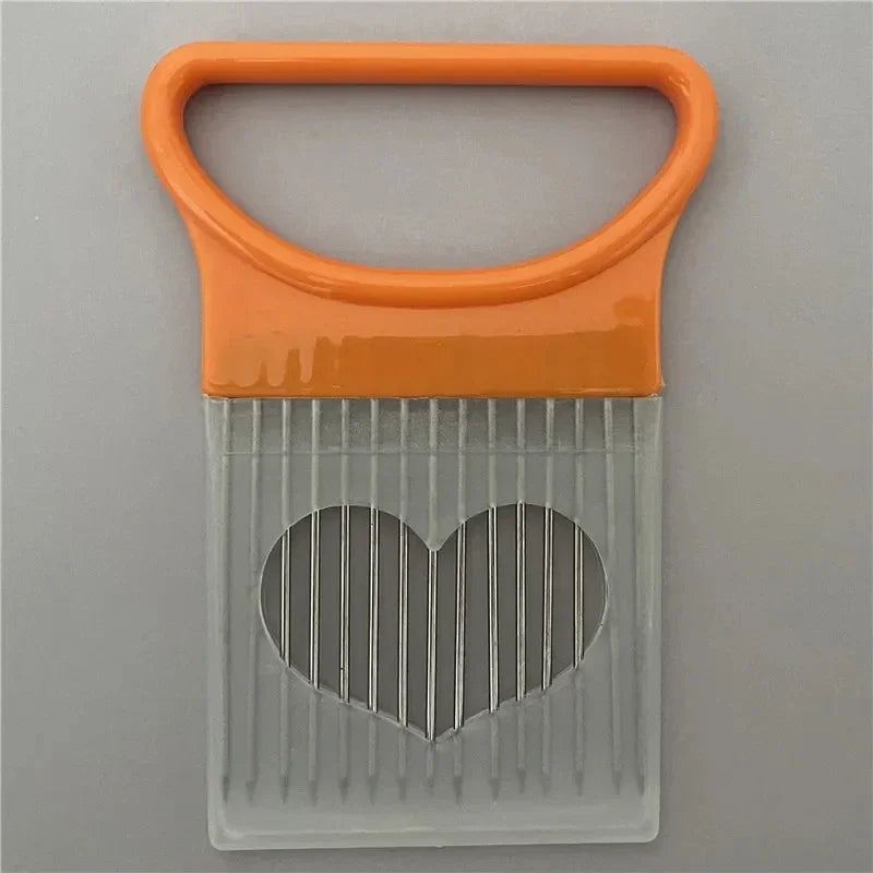 Stainless Steel Onion Cutter Holder Food Slicers Assistant Tomato Onion Slicer Holder Vegetables Cutting Fork Kitchen Gadgets