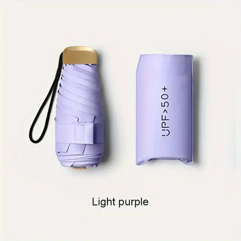 Ultra-Light UV Protection Umbrella - Compact, Foldable Design with Stainless Steel Handle for Sun & Rain, Durable 190T Canopy