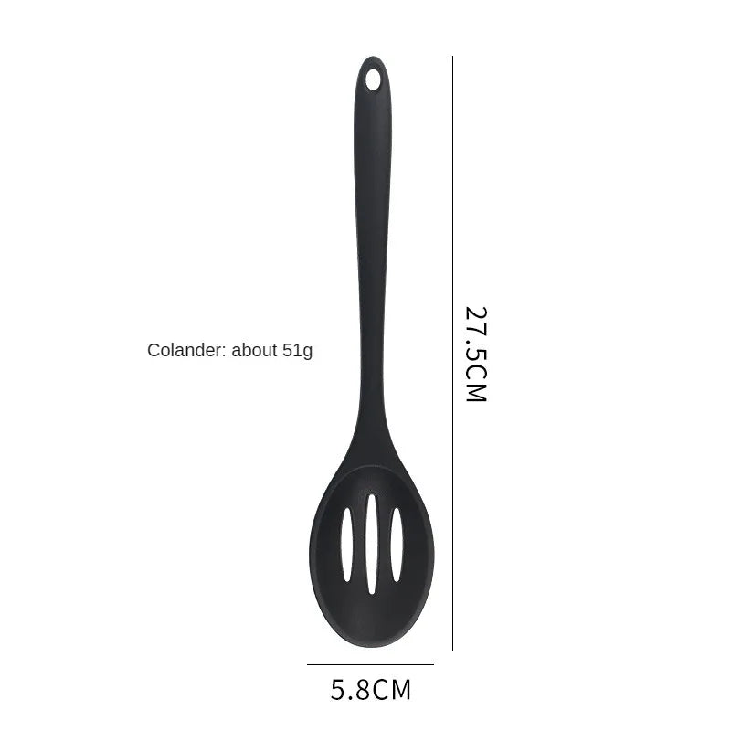 8ps Household black Silicone kitchenware 8-piece set of Chinese spaghetti spoon salad spaghetti spaghetti spaghetti，Rice spoon，