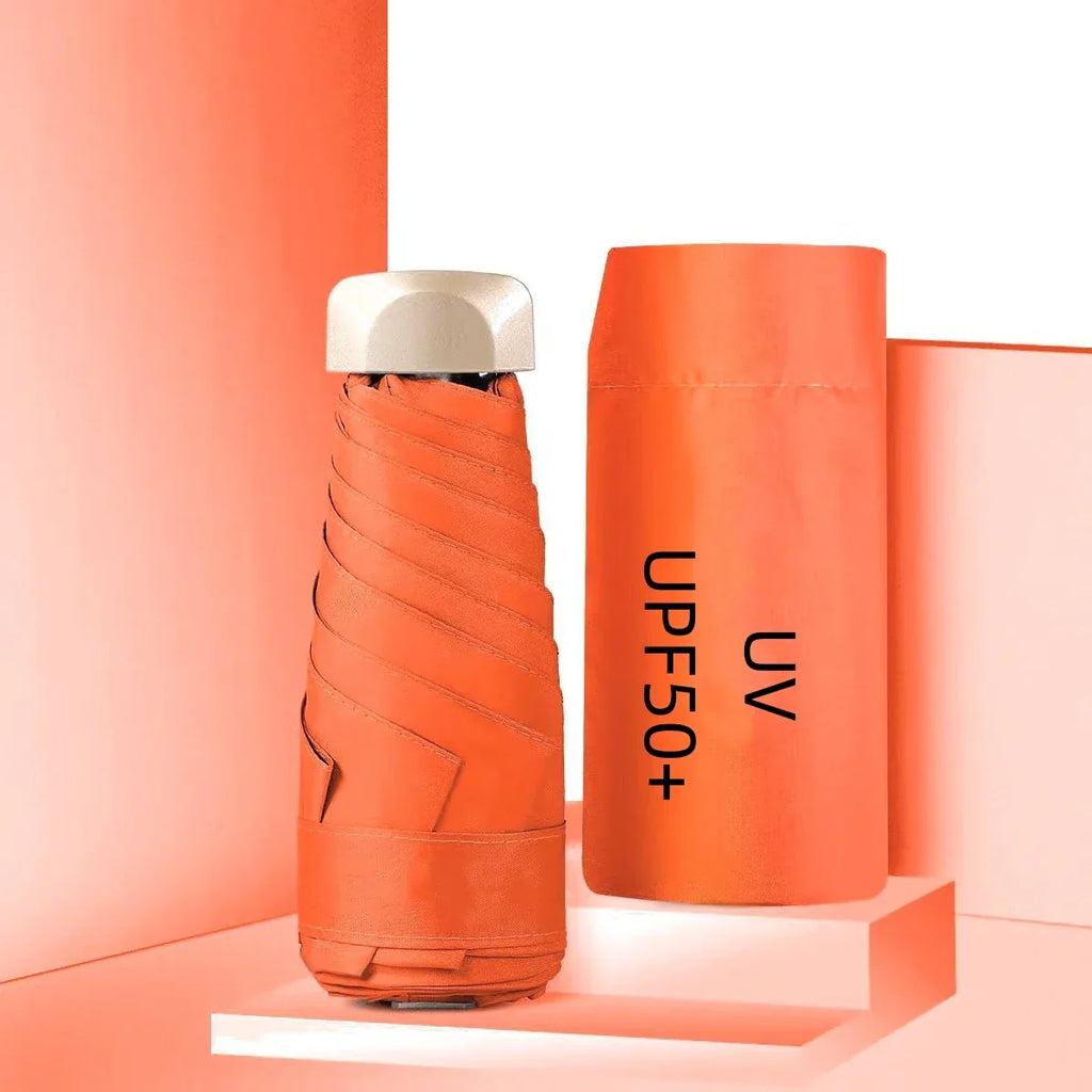 UPF50+ Umbrella Mini Pocket Sun Shade Umbrella Portable Vinyl Folding Rain Travel Umbrella UV Protection Parasol Capsule