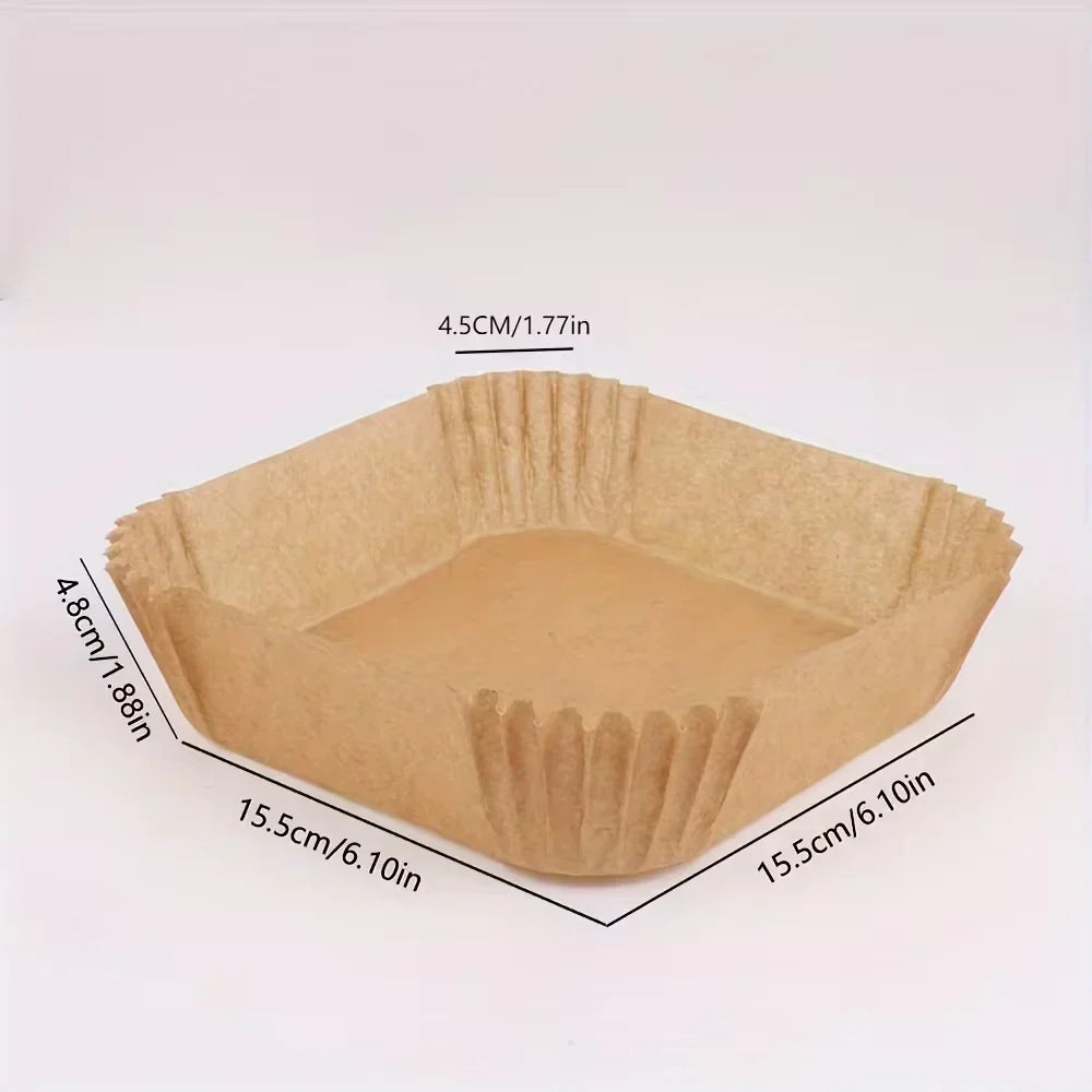 50/100PCS Air Fryer Special Paper Tray Household High Temperature Resistant Oil Absorbing Paper Pad Square Baking Paper Kitchen