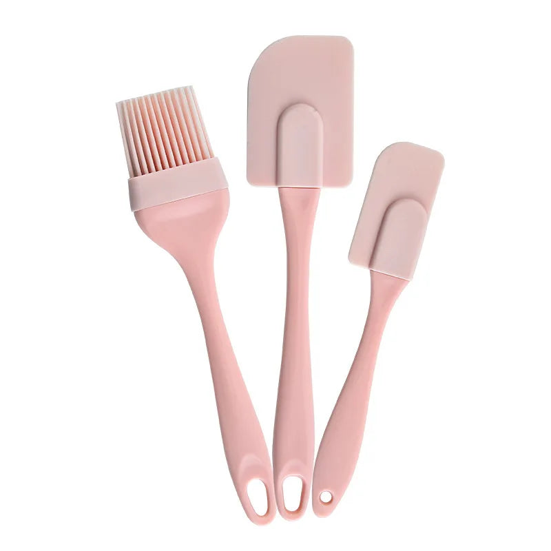 3PCS/Set Cream Scraper DIY Bread Cake Butter Spatula Mixer Oil Brush Kitchen Baking Tool Silicone Spatula Non-stick Kitchen