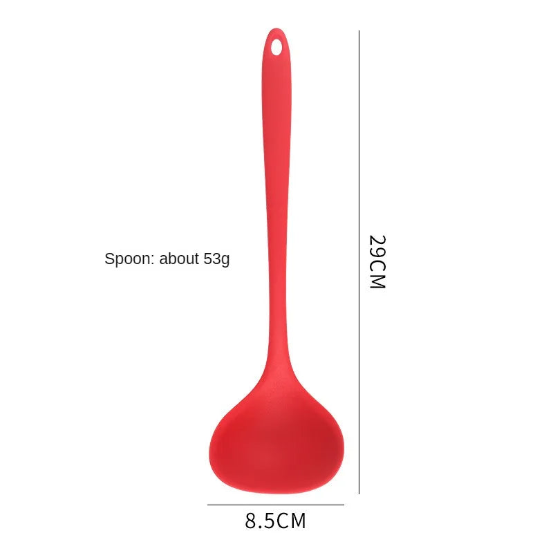 8ps Household black Silicone kitchenware 8-piece set of Chinese spaghetti spoon salad spaghetti spaghetti spaghetti，Rice spoon，